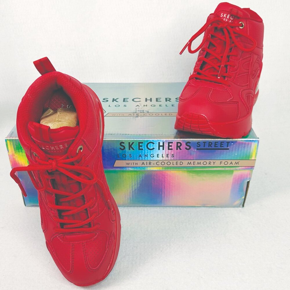 NEW Red Skechers Women's Uno Hi Size 7 Sneaker Tennis Athletic Walking - Picture 4 of 14